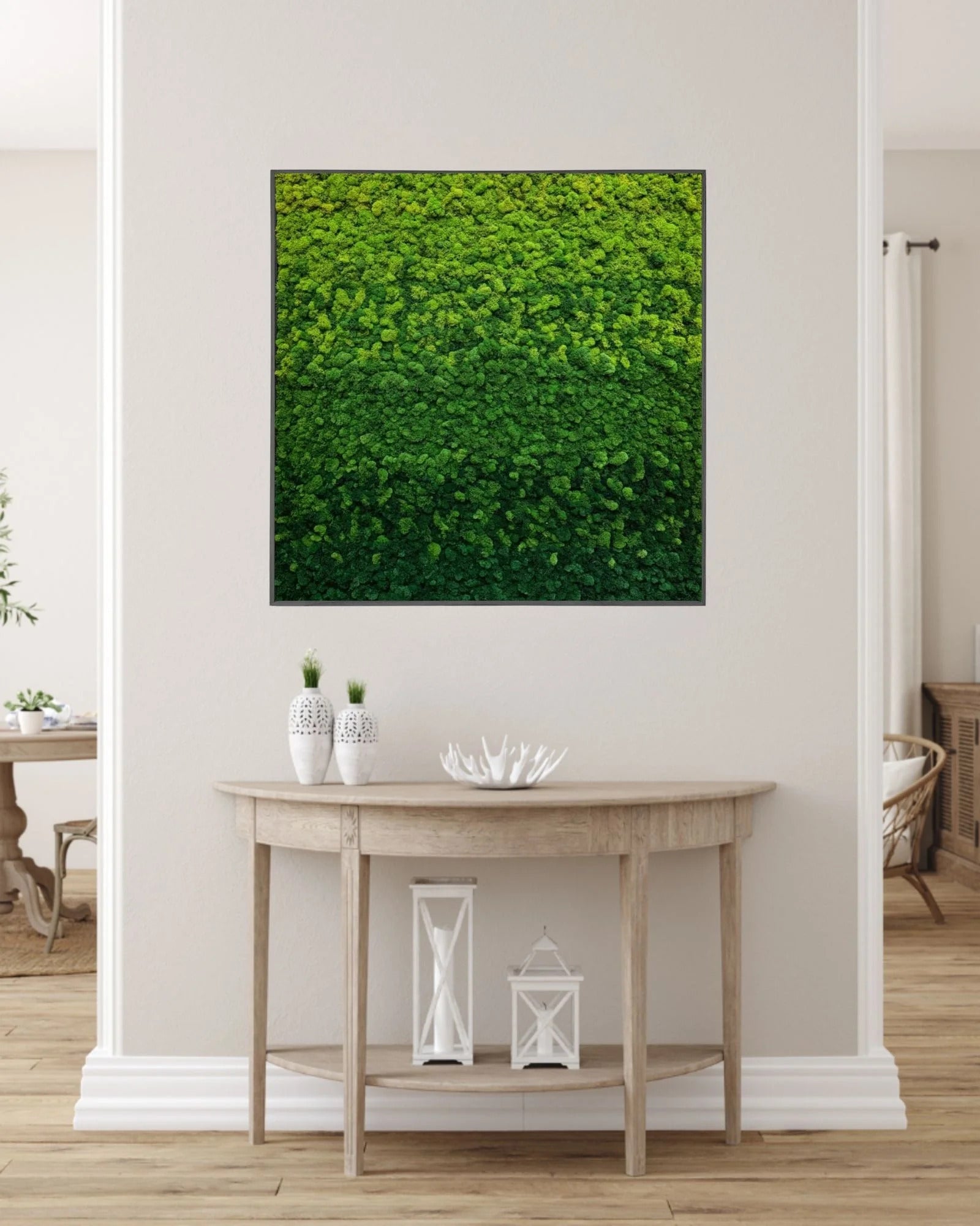 Detaljerad vy av Kvadratisk mosstavla Faded med naturlig mossstruktur – 70×100 cm