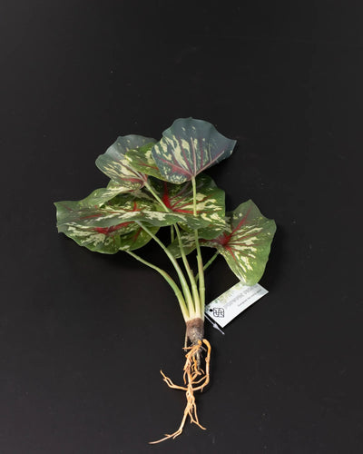 Närbild på detaljerna i Konstgjord Caladium Thai bladslinga – 30 cm