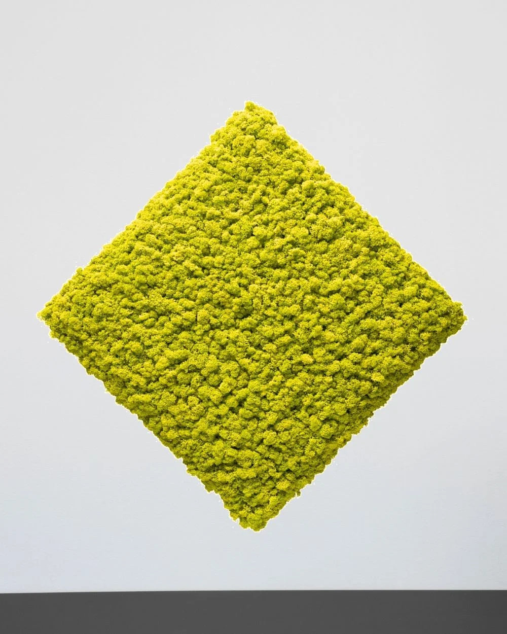 Oberfläche und Struktur des quadratischen Moospaneels – Hellgrün, 30 × 30 cm