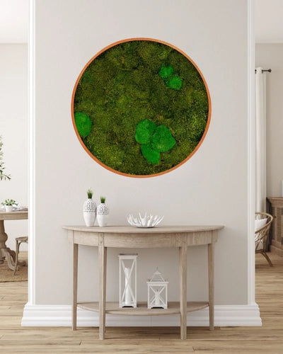 Rund mosstavla mix med mossplatta och bollmossa – mosstavla från Forever Flora – Q 40cm