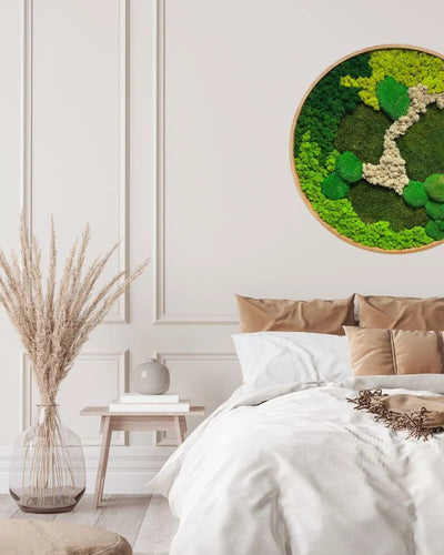 Rund mosstavla Hav för väggstyling i hem, kontor och butik – Q 110 cm